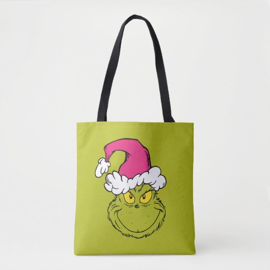 The Grinch in Pink Santa Hat Tote Bag (Voorkant)