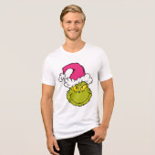 The Grinch in Pink Santa Hat Tri-Blend Shirt (Voorkant volledig)