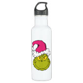 The Grinch in Pink Santa Hat Waterfles (Voorkant)