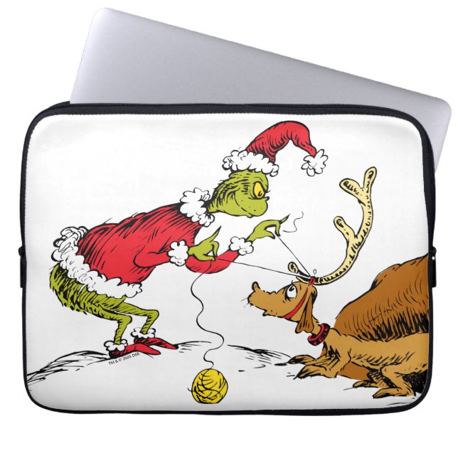 The Grinch Prepares Max the Reindeer Laptop Sleeve (Voorkant)