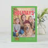 The Grinch's Max Personalized Photo Holiday Card Feestdagenkaart (Staand voorkant)