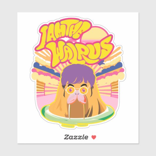 The Groovy Walrus - Retro Rock Vibes Sticker (Vel)