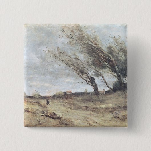 The Gust of Wind, c.1865-70 Vierkante Button 5,1 Cm (Voorkant)