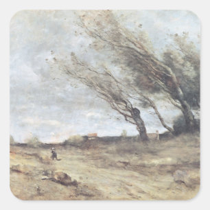 The Gust of Wind, c.1865-70 Vierkante Sticker