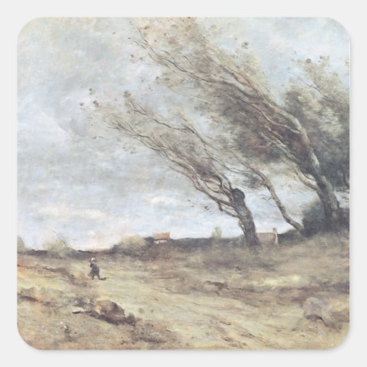 The Gust of Wind, c.1865-70 Vierkante Sticker (Voorkant)