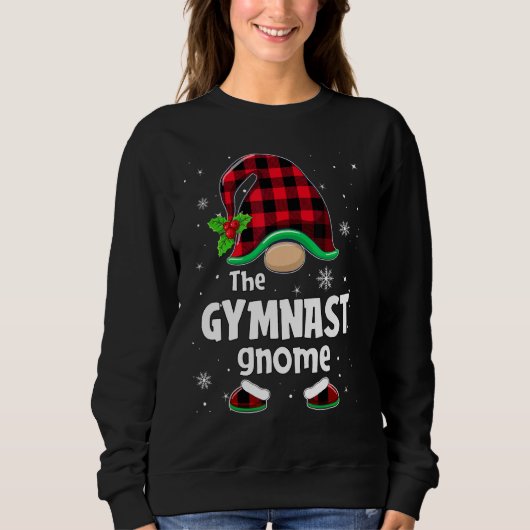 The Gymnast Gnome Buffalo Plaid Christmas Matching Trui (Voorkant)