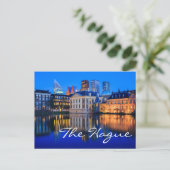 The Hague skyline at blue hour text briefkaart (Staand voorkant)