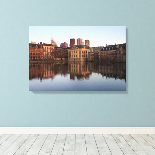 The Hague skyline in Nederland Canvas Afdruk (Insitu (Houten vloer))