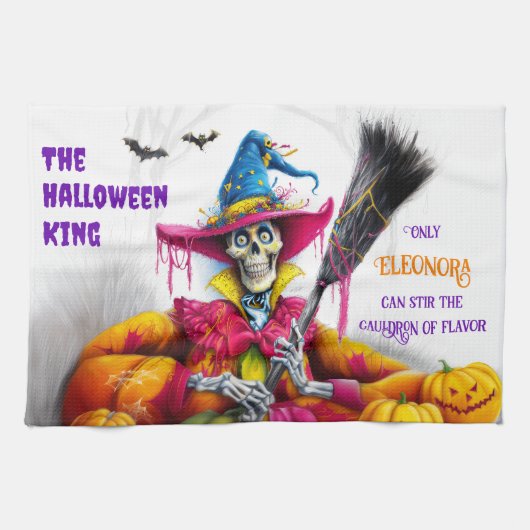 The Halloween King Witchy Skeleton Theedoek (Horizontaal)