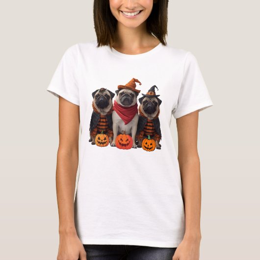 The Halloween Pug Crew – Funny & Spooky Pug Design T-shirt (Voorkant)