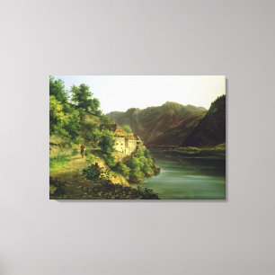 The Hallstatter Lake, 1824 (olie op canvas) Canvas Afdruk