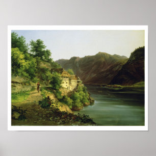 The Hallstatter Lake, 1824 (olie op canvas) Poster
