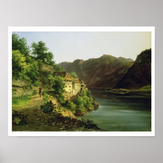 The Hallstatter Lake, 1824 (olie op canvas) Poster (Voorkant)