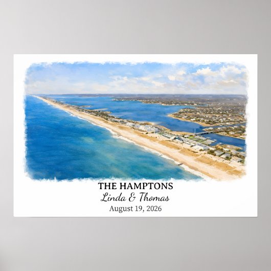 The Hamptons New York Poster, Watercolor, Custom Poster (Voorkant)