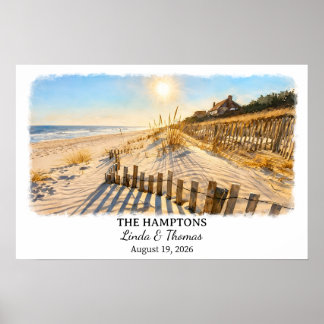 The Hamptons New York Poster, Watercolor, Custom Poster