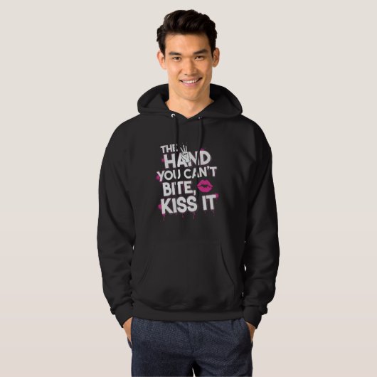 The Hand You Can’t Bite – Bold Typography Design Hoodie (Voorkant volledig)