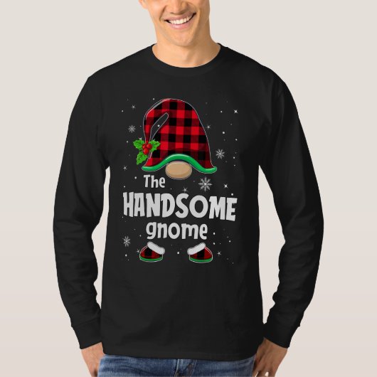 The Handsome Gnome Buffalo Plaid Christmas Matchin T-shirt (Voorkant)
