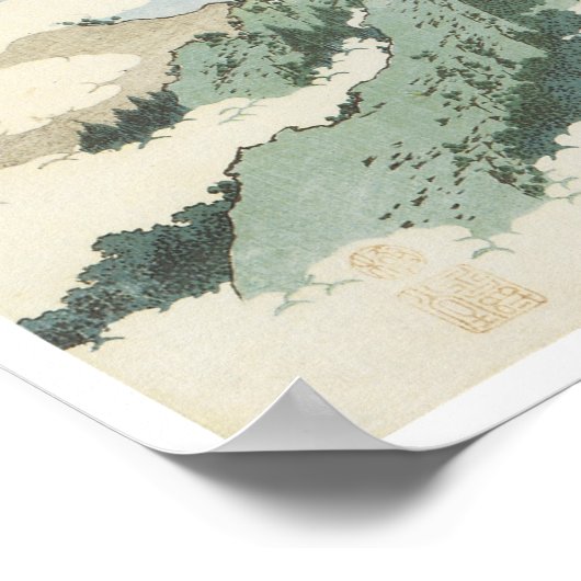 The Hanging Cloud Bridge, Hokusai, 1834 Poster (Hoek)