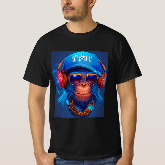 The Hangout met Cool Monkey en hoofdtelefoon, bril T-shirt (Voorkant)