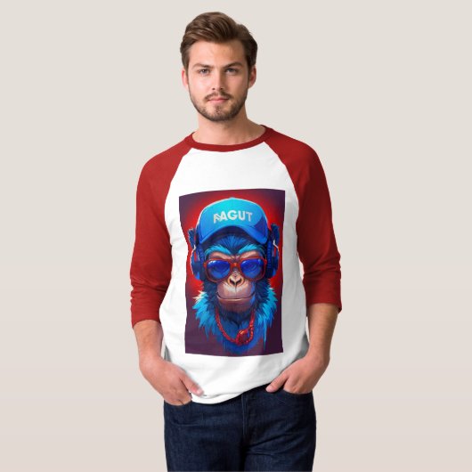 The Hangout met Cool Monkey en hoofdtelefoon, Goog T-shirt (Voorkant volledig)
