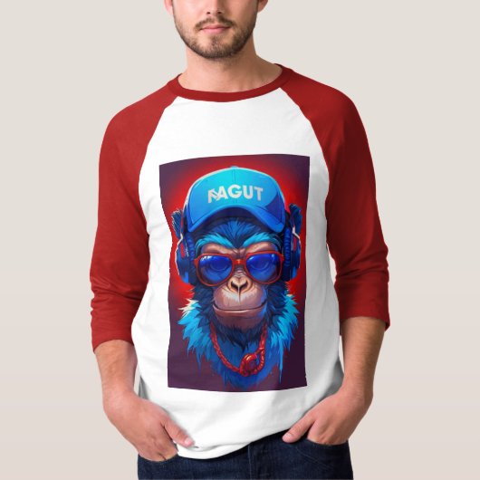 The Hangout met Cool Monkey en hoofdtelefoon, Goog T-shirt (Voorkant)