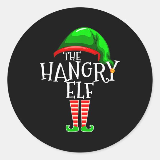 The Hangry Elf Family Matching Group Christmas Fun Ronde Sticker (Voorkant)