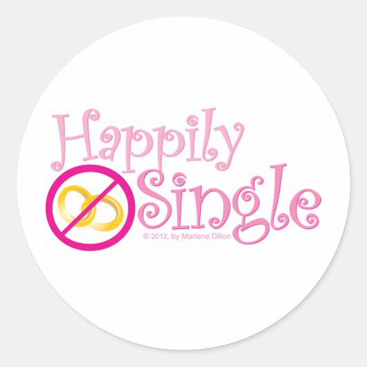 The Happily Single Collectie van MDillon Design Ronde Sticker (Voorkant)