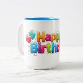 The Happy Birthday Mug Tweekleurige Koffiemok (Voorkant links)