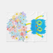 The Happy Blue Scribble on a Bed of Flowers Fleece Deken (Voorkant (Horizontaal))