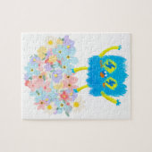 The Happy Blue Scribble on a Bed of Flowers Legpuzzel (Horizontaal)