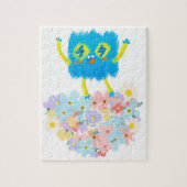 The Happy Blue Scribble on a Bed of Flowers Legpuzzel (Verticaal)