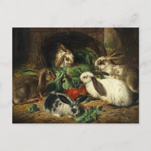 The Happy Family of Rabbit by Alfred Barber Briefkaart (Voorkant)