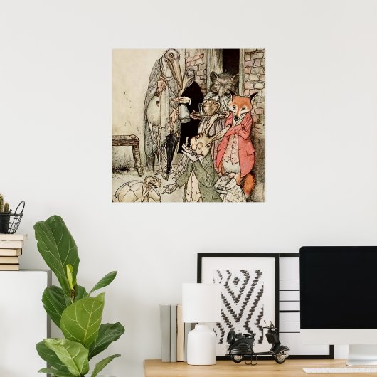 "The Hare and the Tortoise" van Arthur Rackham Poster (Thuiskantoor)