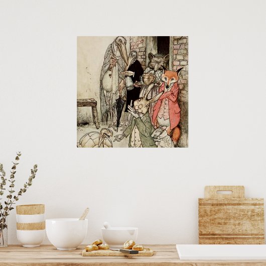 "The Hare and the Tortoise" van Arthur Rackham Poster (Keuken)