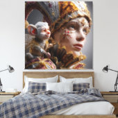 "The Harlequin Monkey with Magic Wings Canvas Afdruk (Insitu (Slaapkamer))