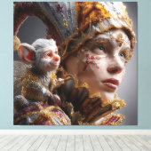 "The Harlequin Monkey with Magic Wings Canvas Afdruk (Insitu (Houten vloer))