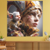 "The Harlequin Monkey with Magic Wings Canvas Afdruk (Insitu (Woonkamer))