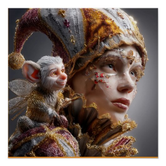 "The Harlequin Monkey with Magic Wings Perfect Poster (Voorkant)
