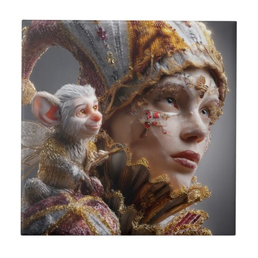 "The Harlequin Monkey with Magic Wings Tegeltje (Voorkant)