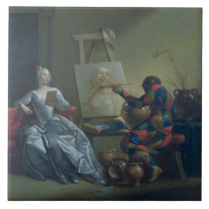 The Harlequin Painter, c.1742 (olie op canvas) Tegeltje