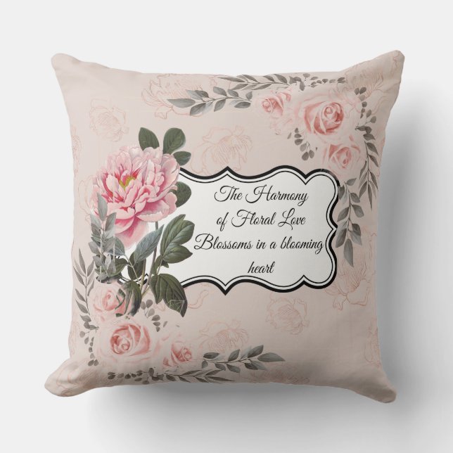 The Harmony of Floral Love Designer Roos Pillow Kussen (Voorkant)