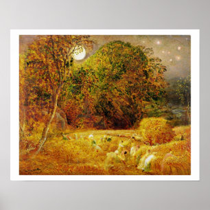 The Harvest Moon, 1833 (olie op papier op het pane Poster