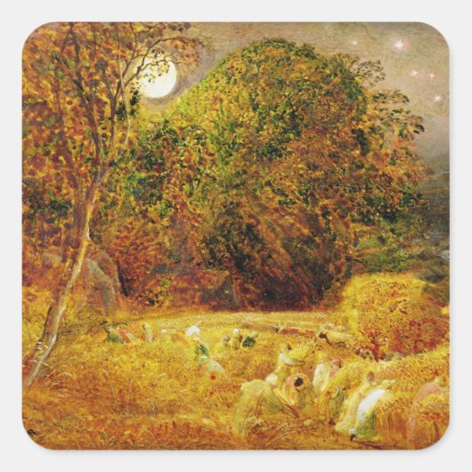 The Harvest Moon, 1833 (olie op papier op het pane Vierkante Sticker (Voorkant)