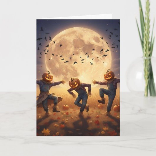 The Harvest Moon Scarecrow Dance On Halloween Kaart (Voorkant)