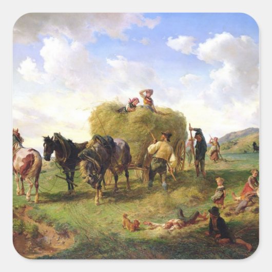 The Hay Harvest, 1869 Vierkante Sticker (Voorkant)