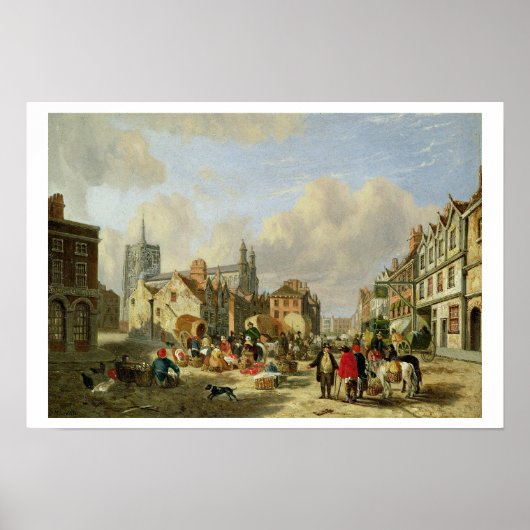 The Haymarket, Norwich, 1825 (olie op het paneel) Poster (Voorkant)