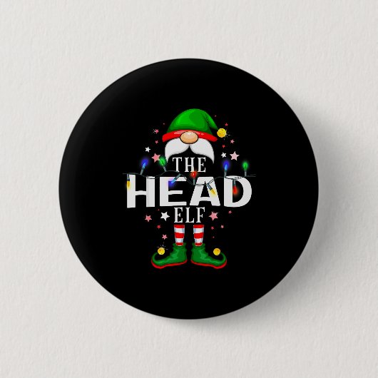 The Head Elf Christmas Family Pajama Party Ronde Button 5,7 Cm (Voorkant)