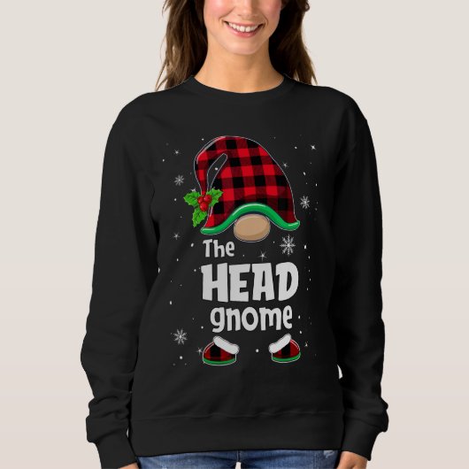 The Head Gnome Buffalo Plaid Christmas Matching Fa Trui (Voorkant)