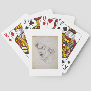 The head of a man screaming in terror, a study for speelkaarten