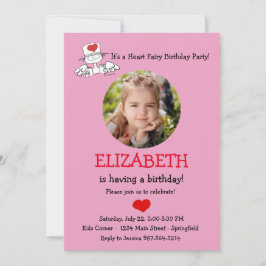 The Heart Fairy© Verjaardag Foto uitnodiging
